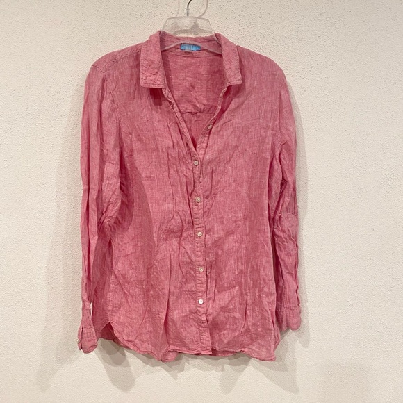 J. McLaughlin Britt Top Women's Size Large Linen Button Down Classic Preppy - Picture 2 of 7